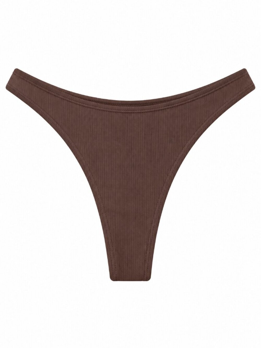Morning Dip Brown Ribbed Thong Bikini Bottom NWT Size S